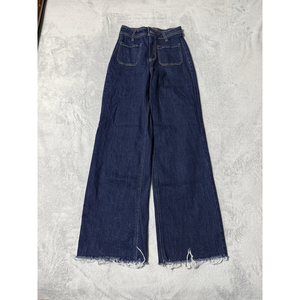 OAT New York Womens 0 Wide Leg High Rise Dark Wash Blue Denim Jeans 22x29.5